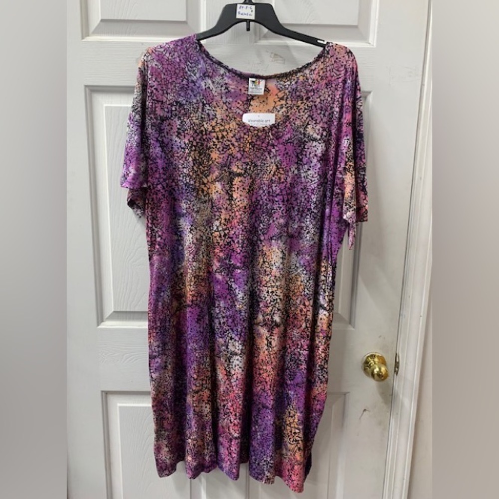 NWT 3/4 sleeve dress plus size 113SP purple pink orange